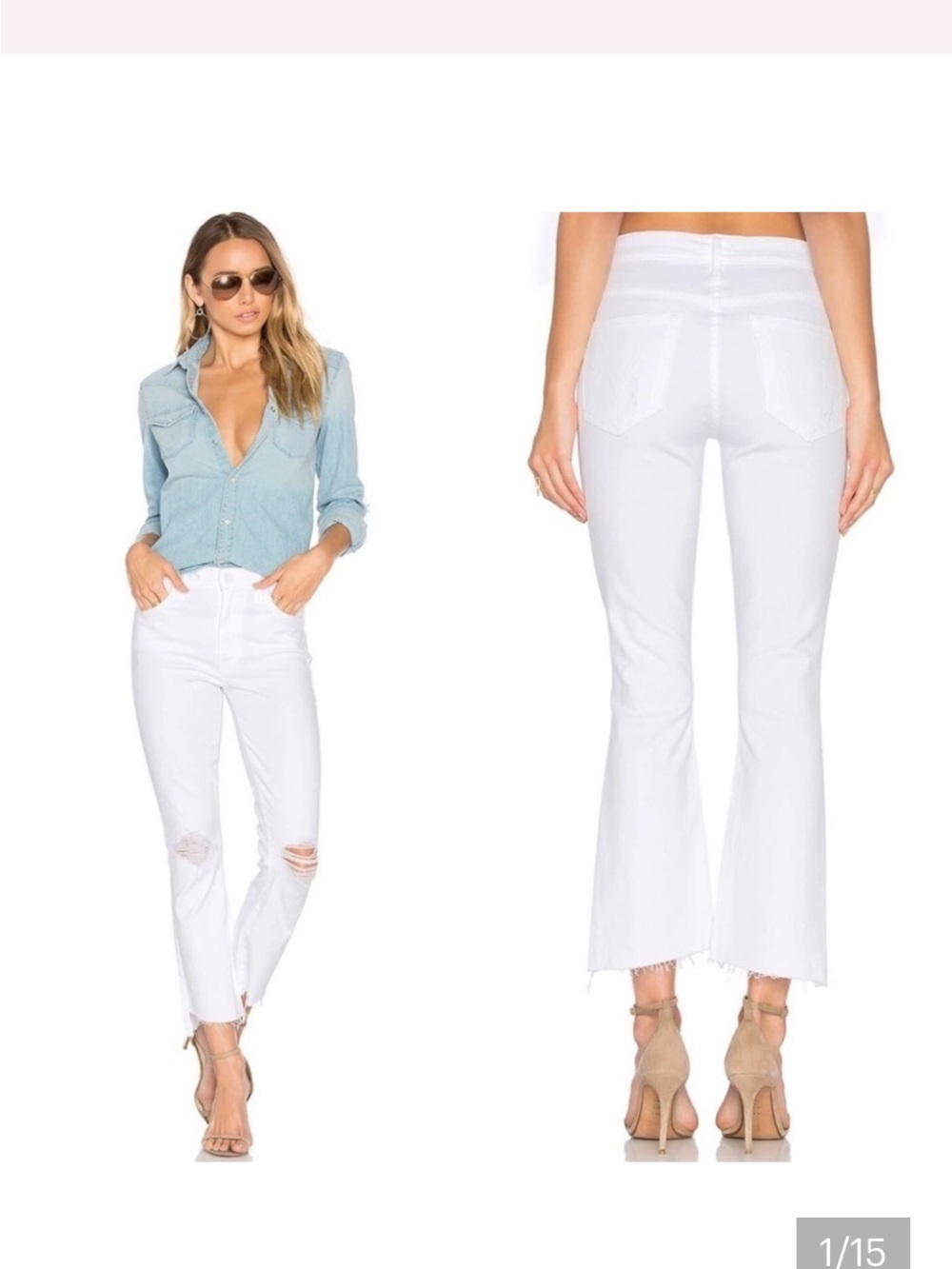 MOTHER Insider Crop Step Fray in Cracked Slipper High Waisted ankle jeans SZ 27